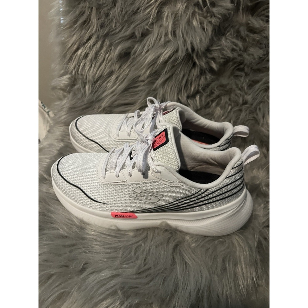 Gently Used Skechers Vapor Plus Light Wave sneakers with neon pink accents.